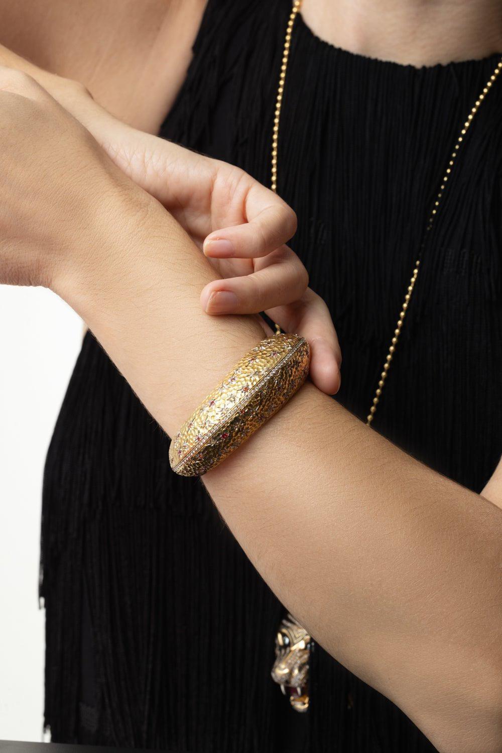 ALEXANDER LAUT-Diamond Sapphire Bangle Bracelet-YELLOW GOLD