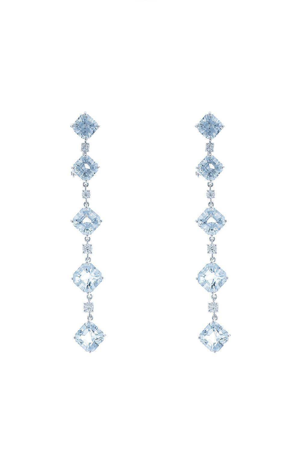 Aquamarine 5 Drop Earrings-WHITE GOLD-JEWELRYFINE JEWELEARRING-ALEXANDER LAUT