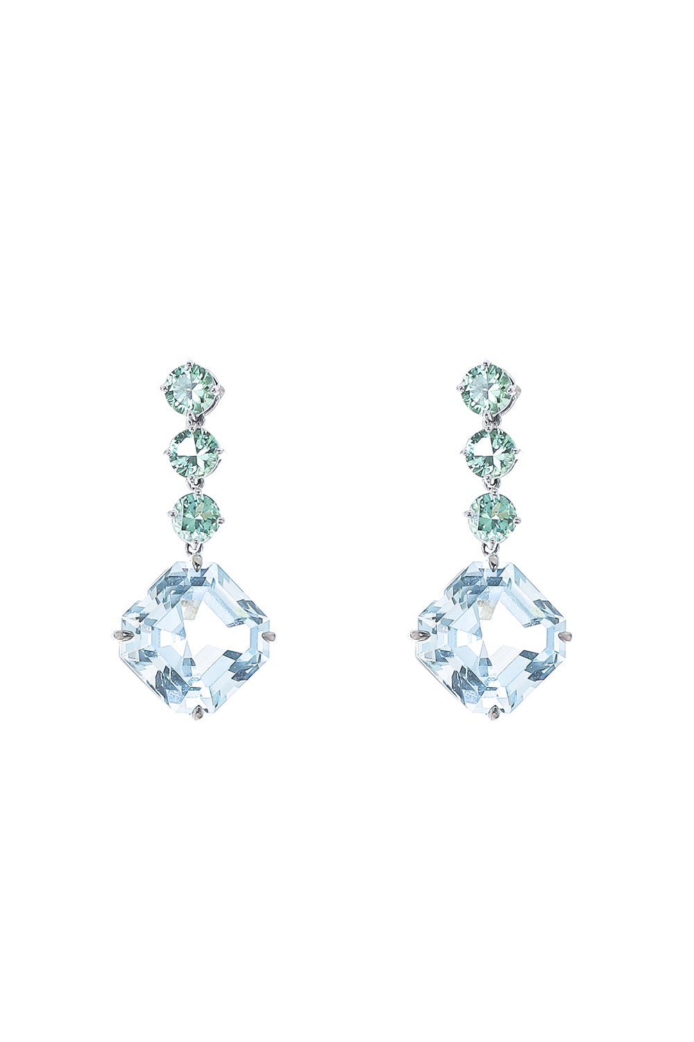 ALEXANDER LAUT-Aquamarine Tourmaline Earrings-WHITE GOLD