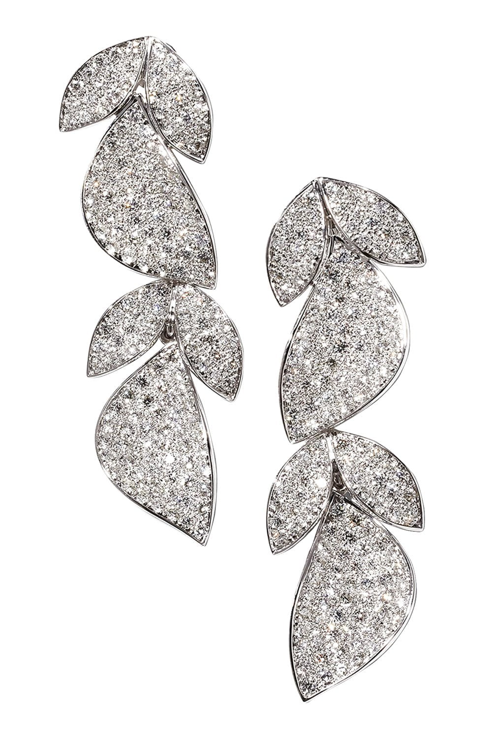 ALEXANDER LAUT-Diamond Leaf Drop Earrings-WHITE GOLD