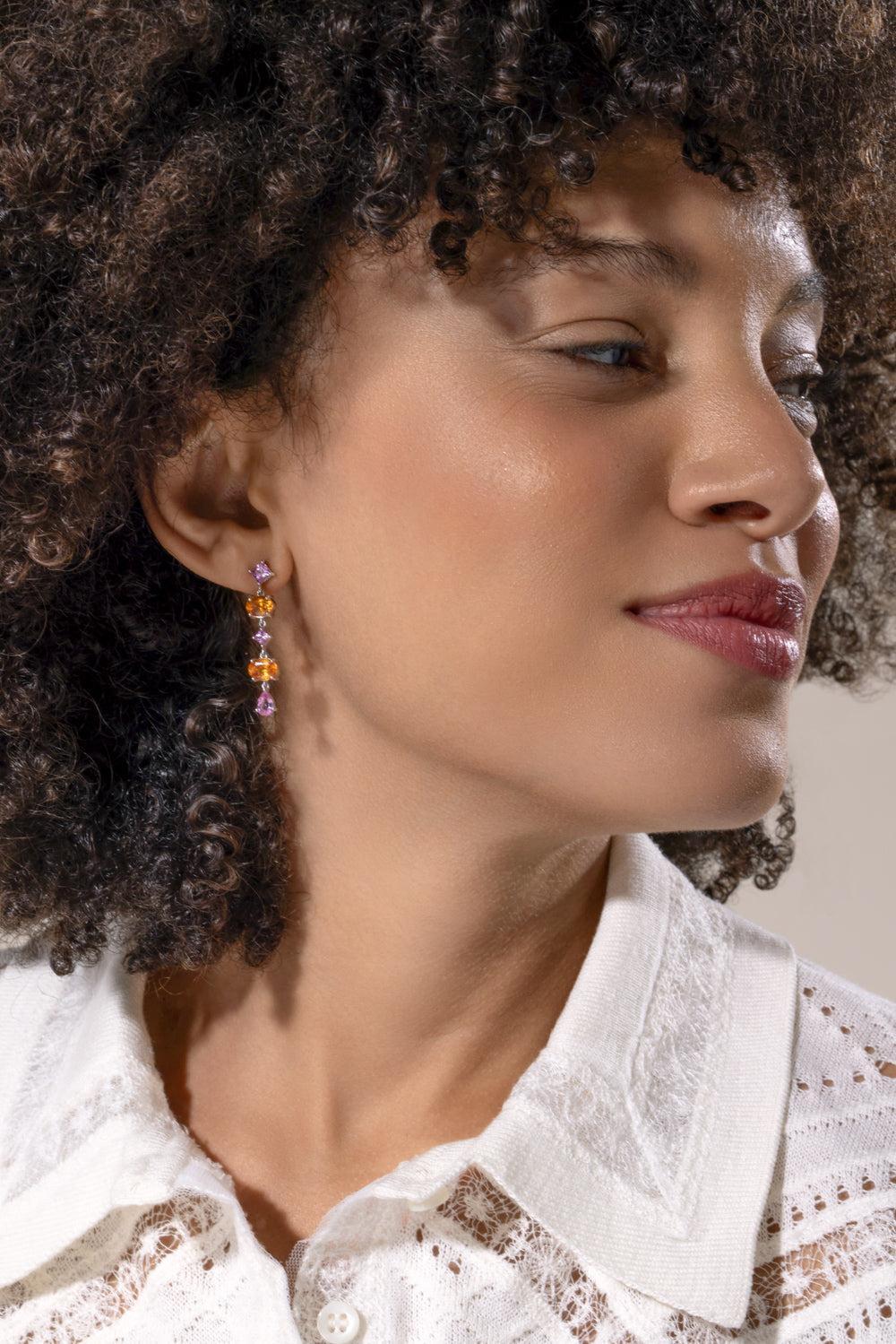 Garnet Pink Sapphire Drop Earrings-WHITE GOLD-JEWELRYFINE JEWELEARRING-ALEXANDER LAUT