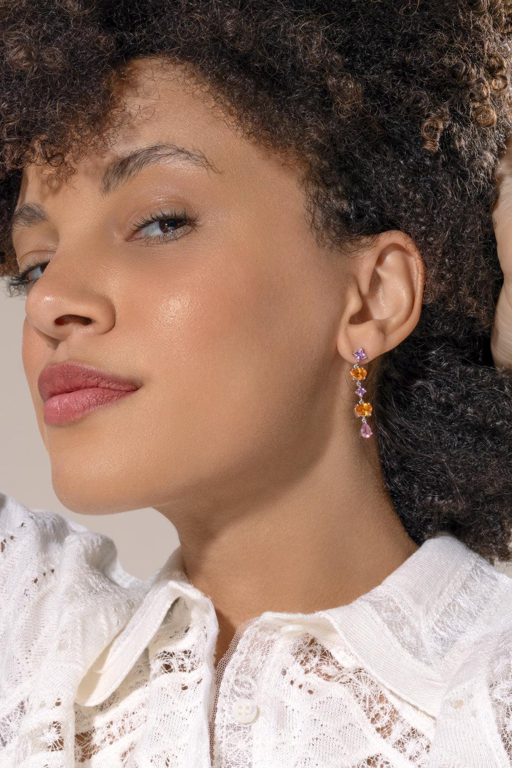 Garnet Pink Sapphire Drop Earrings-WHITE GOLD-JEWELRYFINE JEWELEARRING-ALEXANDER LAUT