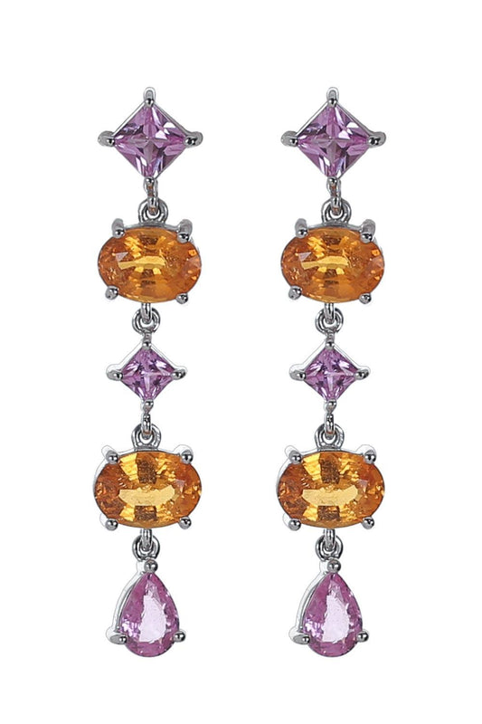 Garnet Pink Sapphire Drop Earrings-WHITE GOLD-JEWELRYFINE JEWELEARRING-ALEXANDER LAUT