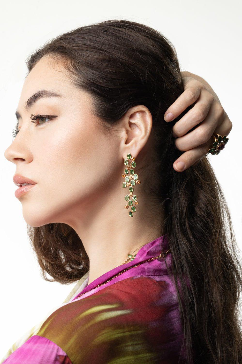 ALEXANDER LAUT-Sapphire Tsavorite Earrings-YELLOW GOLD