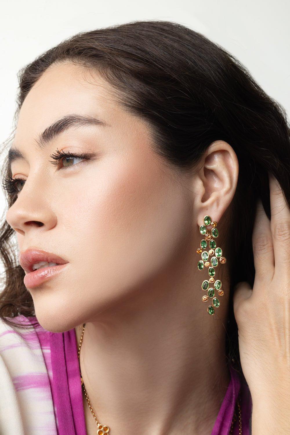 ALEXANDER LAUT-Sapphire Tsavorite Earrings-YELLOW GOLD