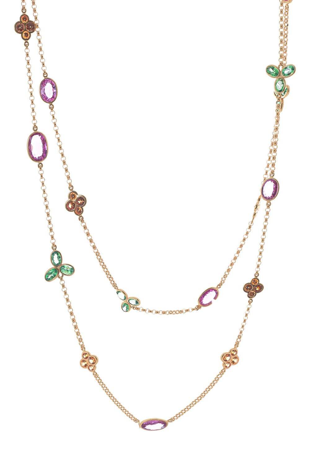 ALEXANDER LAUT-Multi Sapphire Long Necklace-ROSE GOLD