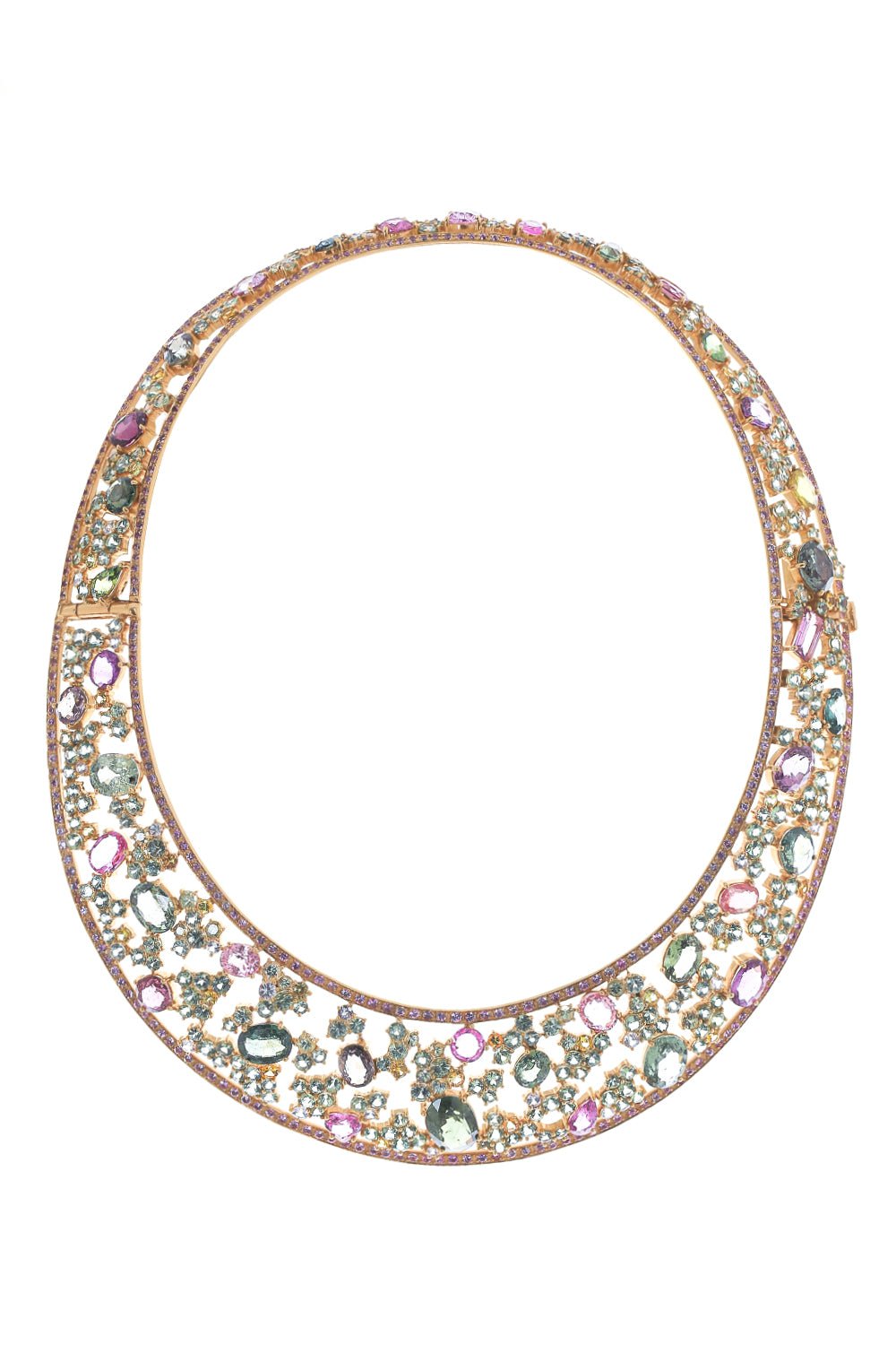 ALEXANDER LAUT-Sapphire Tourmaline Collar Necklace-ROSE GOLD