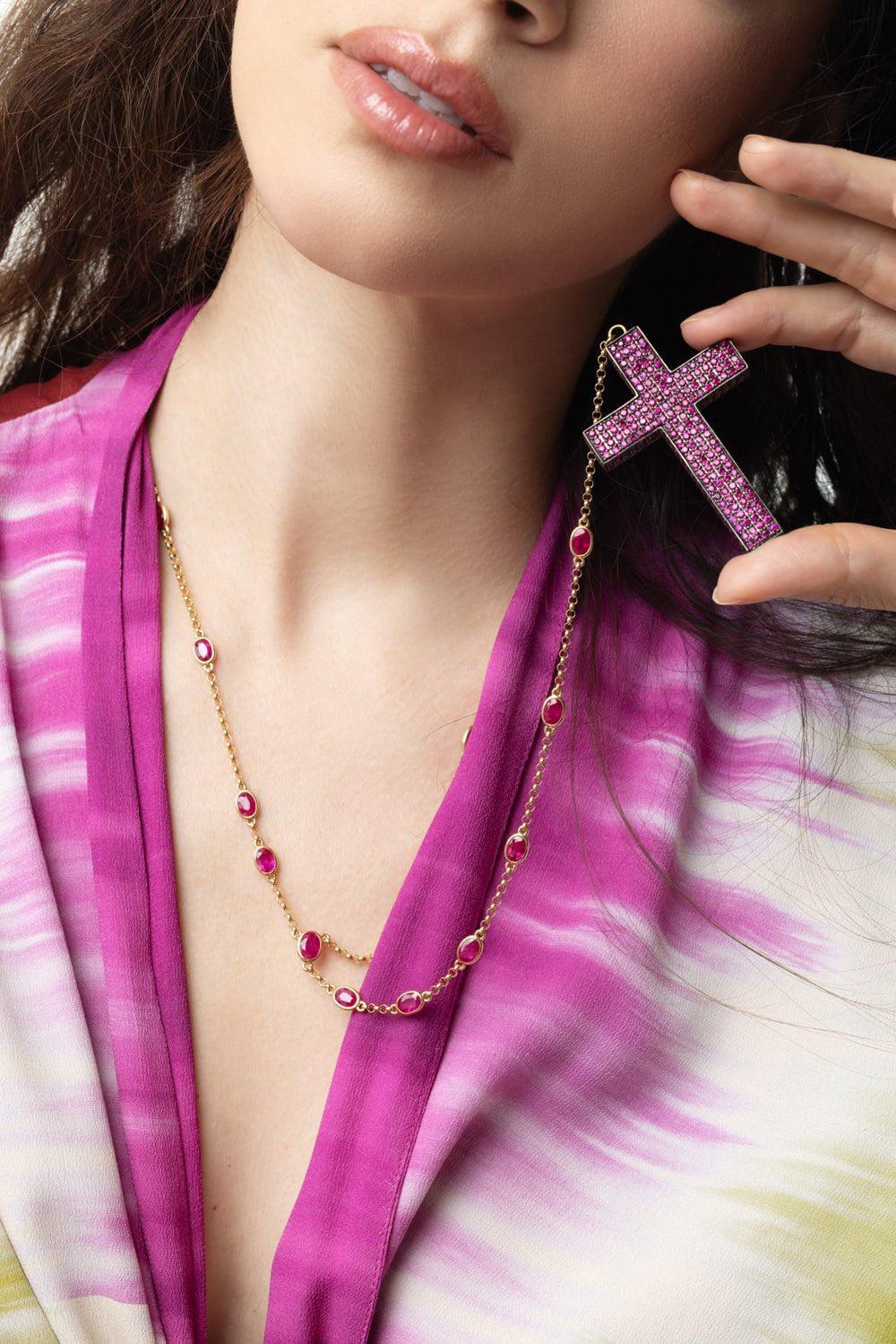 ALEXANDER LAUT-Cross Pendant Necklace-YELLOW GOLD