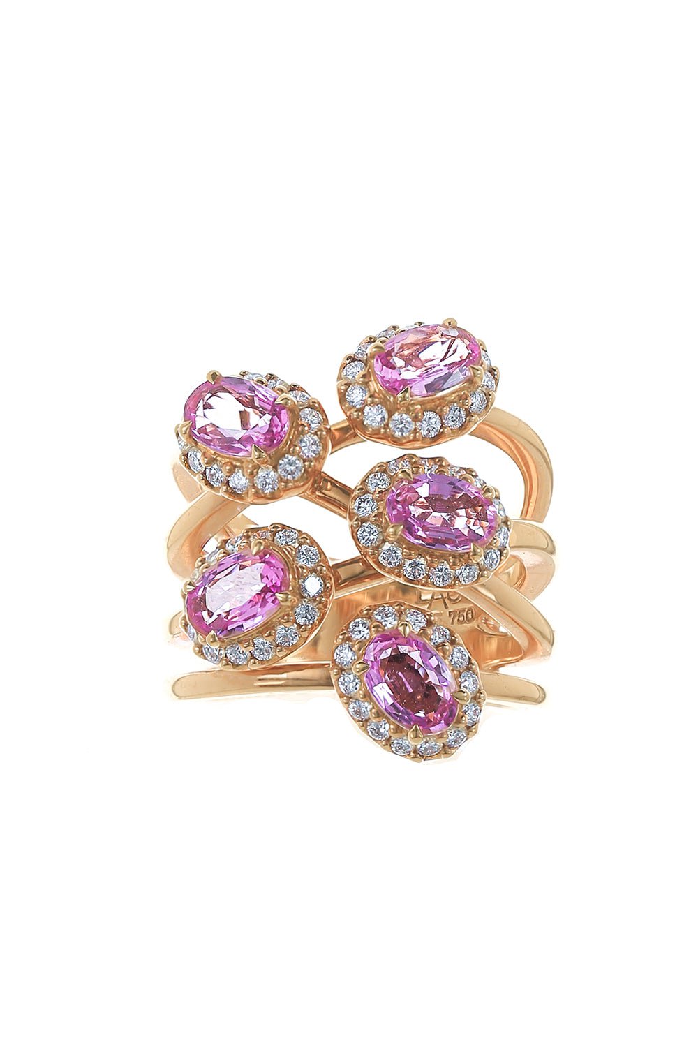 ALEXANDER LAUT-Five Stone Diamond Sapphire Ring-ROSE GOLD