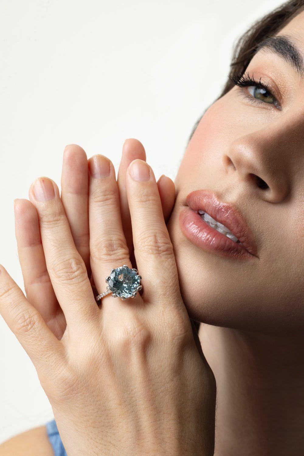 ALEXANDER LAUT-Aquamarine Diamond Ring-WHITE GOLD