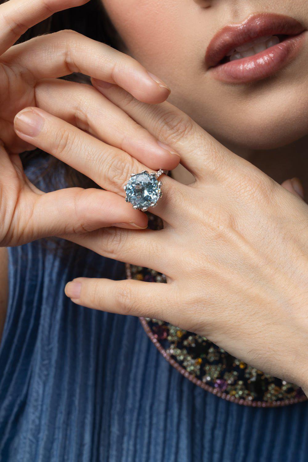 ALEXANDER LAUT-Aquamarine Diamond Ring-WHITE GOLD