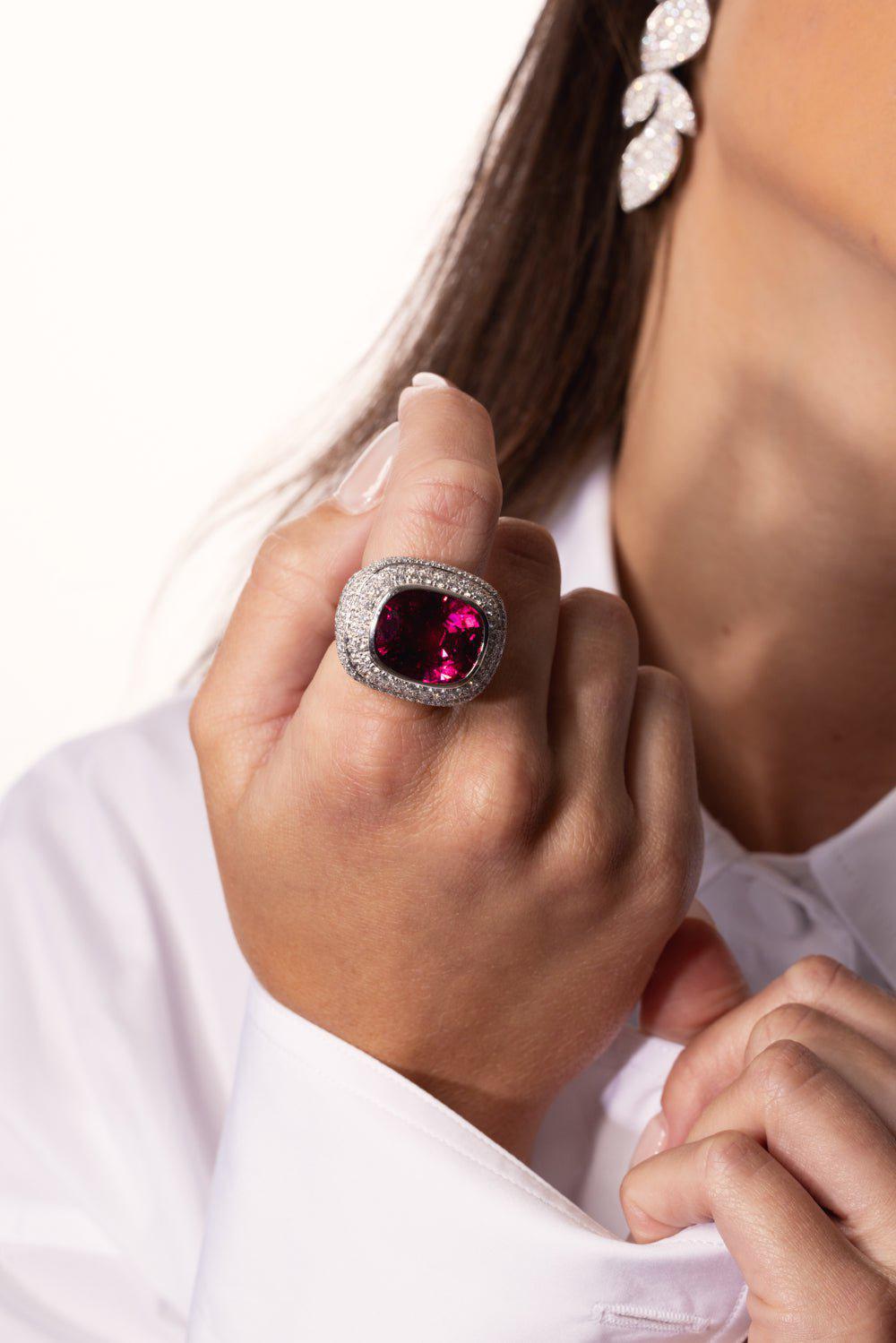 ALEXANDER LAUT-Tourmaline Diamond Ring-WHITE GOLD