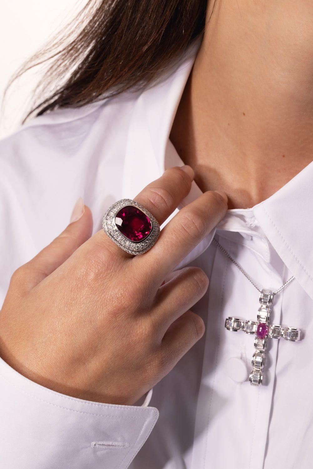 ALEXANDER LAUT-Tourmaline Diamond Ring-WHITE GOLD