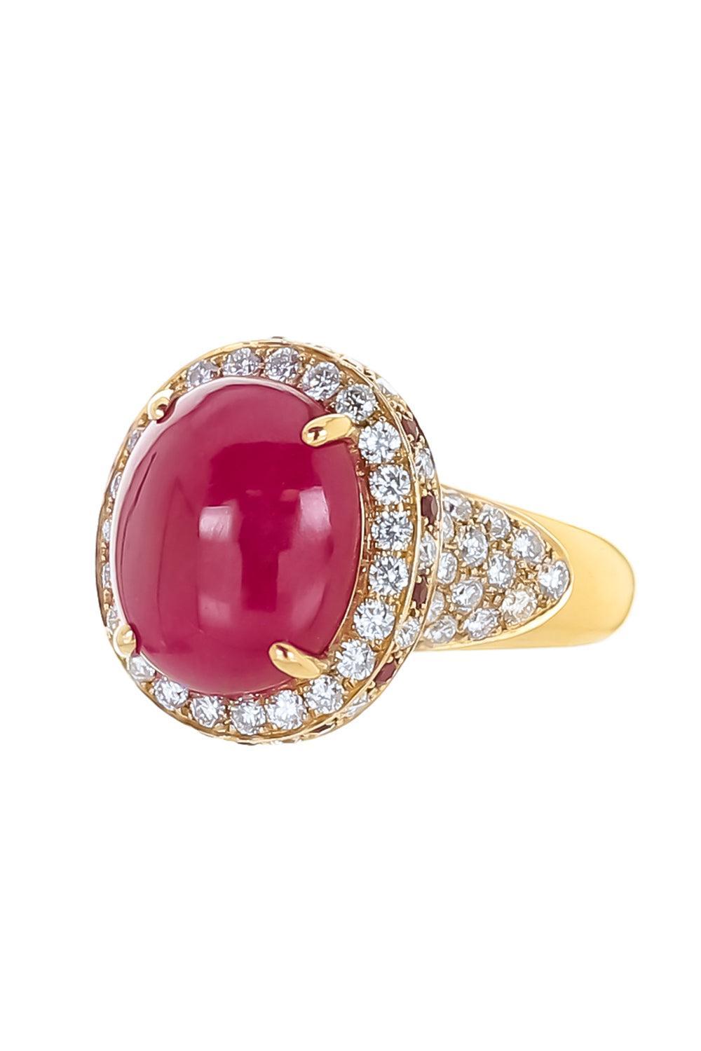 Ruby Diamond Halo Ring-YELLOW GOLD-6.25-JEWELRYFINE JEWELRING-ALEXANDER LAUT