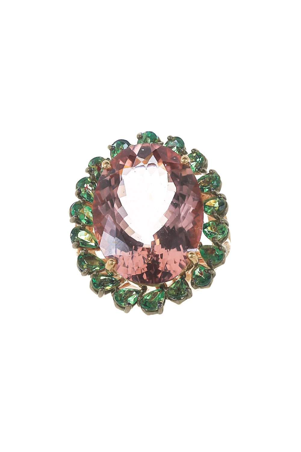 ALEXANDER LAUT-Diamond Tsavorite Morganite Ring-YELLOW GOLD
