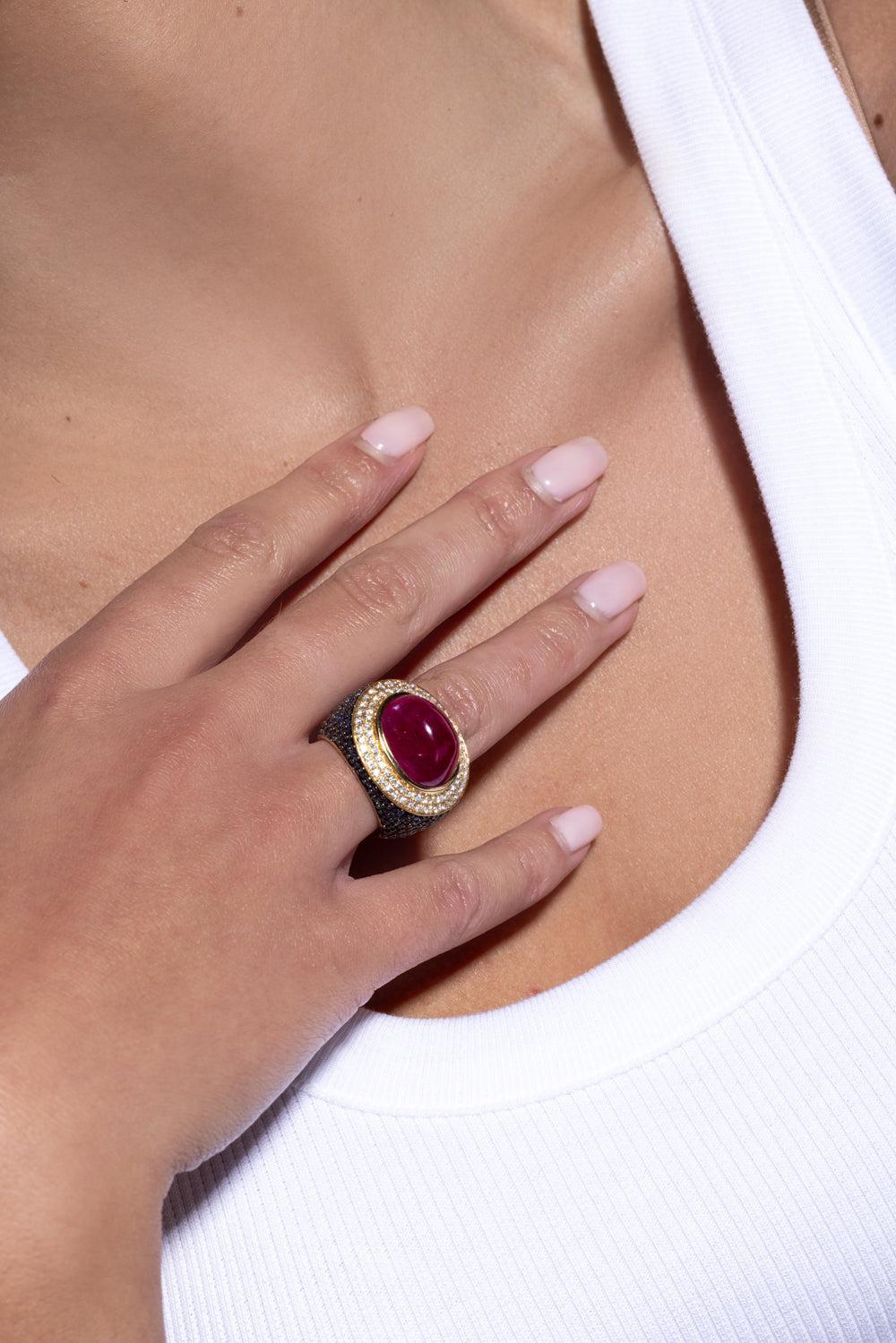 Sapphire Ruby Ring-YELLOW GOLD-6.75-JEWELRYFINE JEWELRING-ALEXANDER LAUT