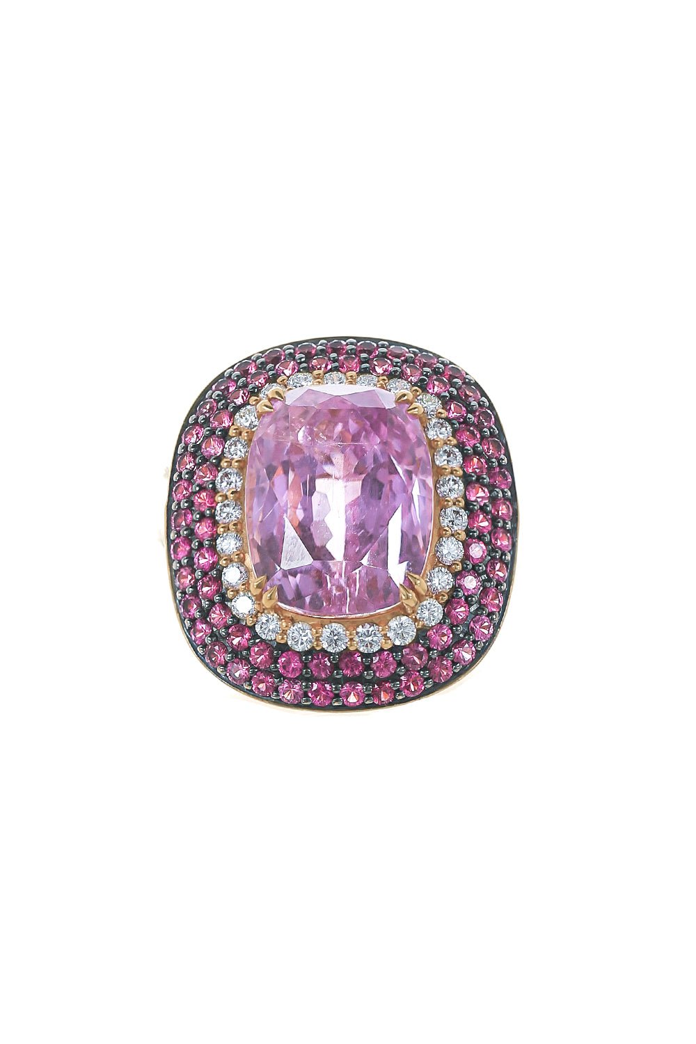 ALEXANDER LAUT-Diamond Ruby Kunzite Ring-YELLOW GOLD