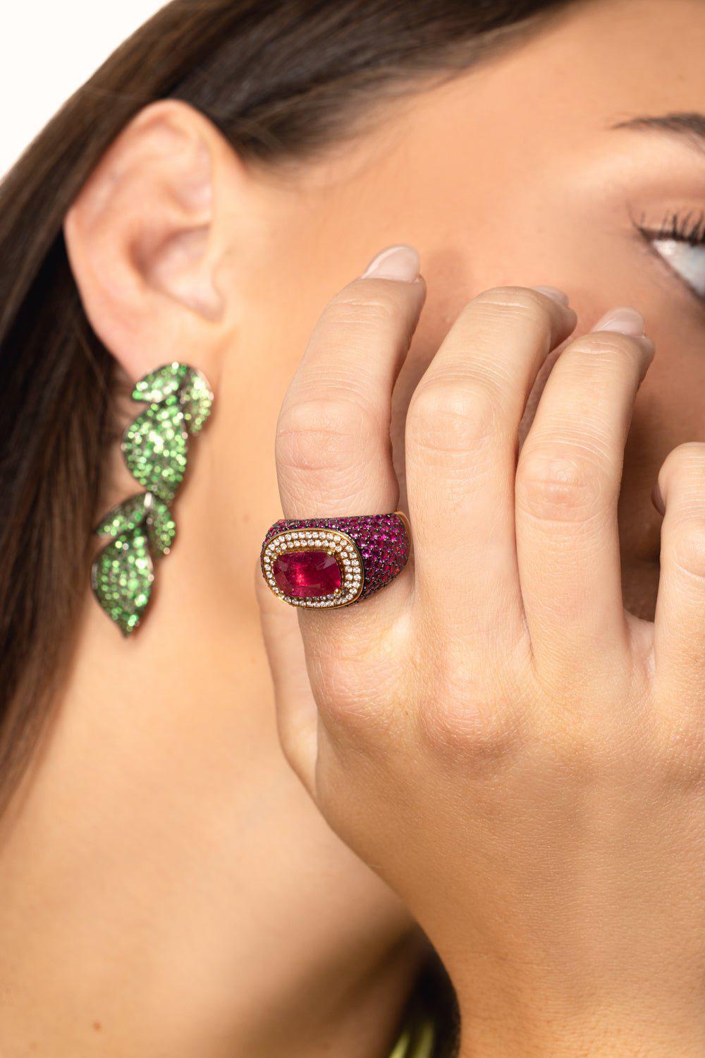 ALEXANDER LAUT-Diamond Ruby Ring-YELLOW GOLD