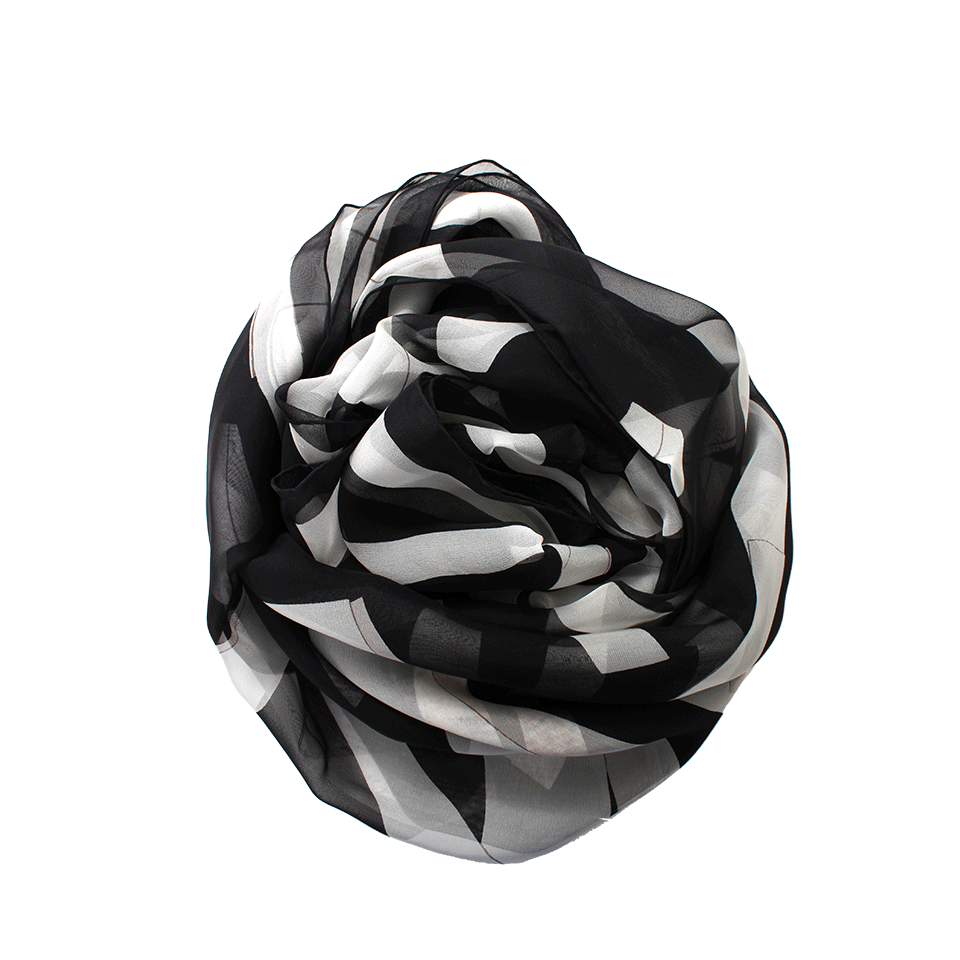 ALEXANDER MCQUEEN-Bi-Color Logo Scarf-BLK/WHT