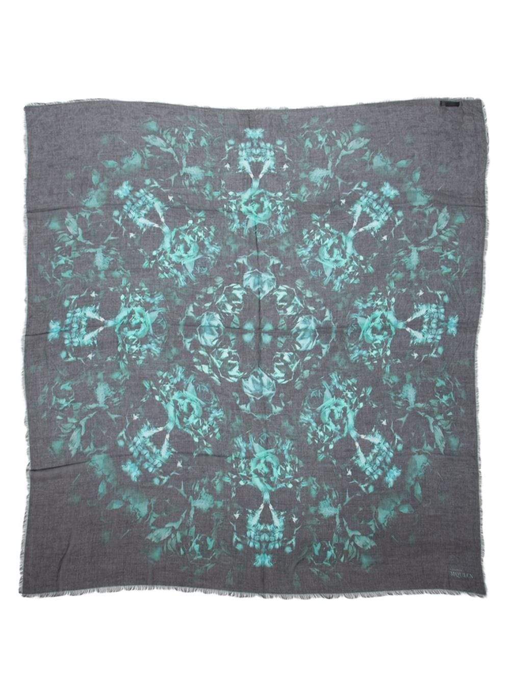 ALEXANDER MCQUEEN-Midnight Flowers Scarf-EMERALD
