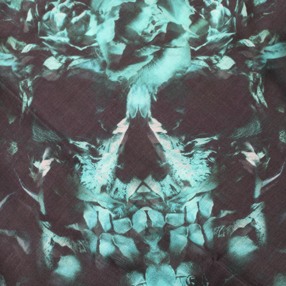 ALEXANDER MCQUEEN-Midnight Flowers Scarf-EMERALD