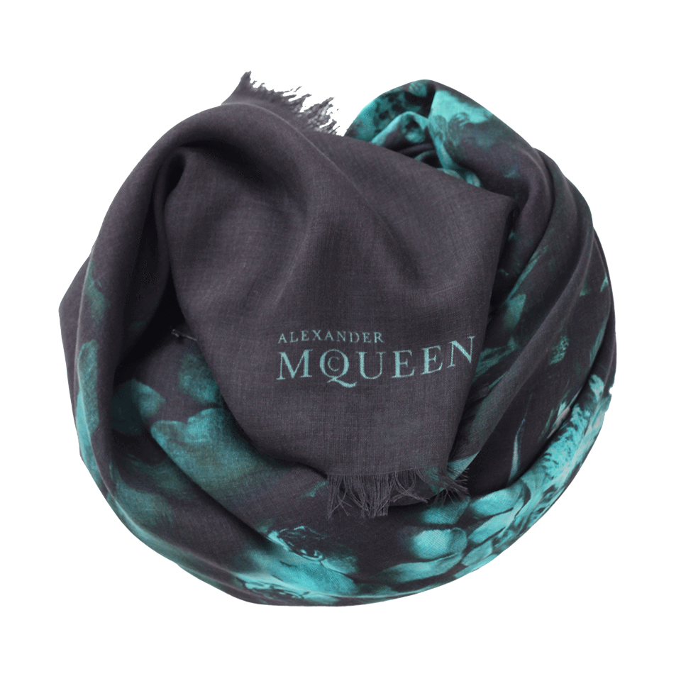 ALEXANDER MCQUEEN-Midnight Flowers Scarf-EMERALD