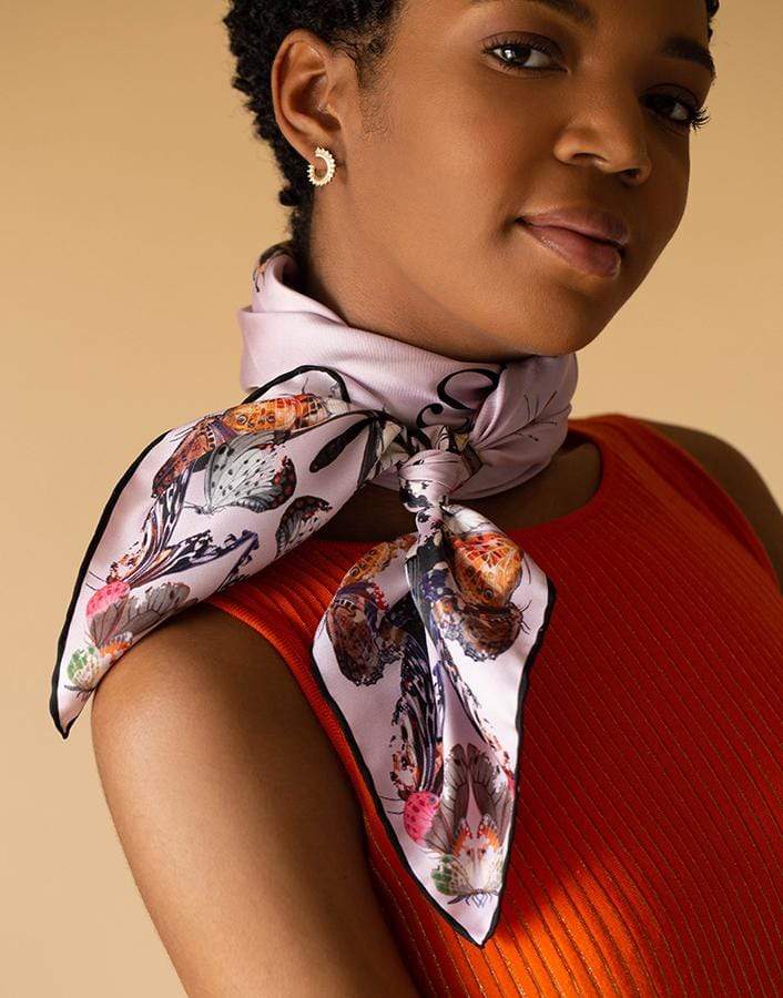 ALEXANDER MCQUEEN-Butterfly Deca Scarf-LIL/RED