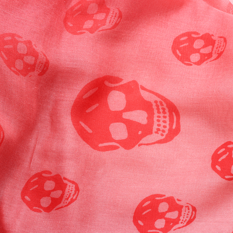 ALEXANDER MCQUEEN-Degrade Skull Scarf-WHT/RED