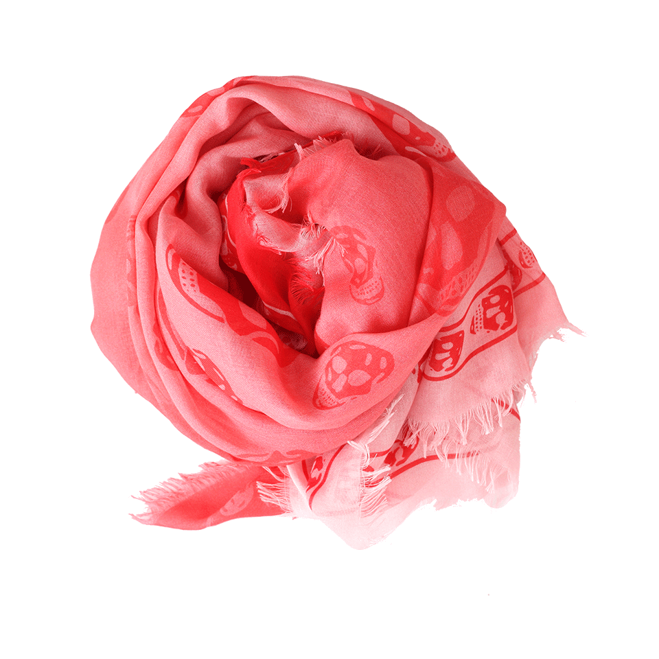 ALEXANDER MCQUEEN-Degrade Skull Scarf-WHT/RED