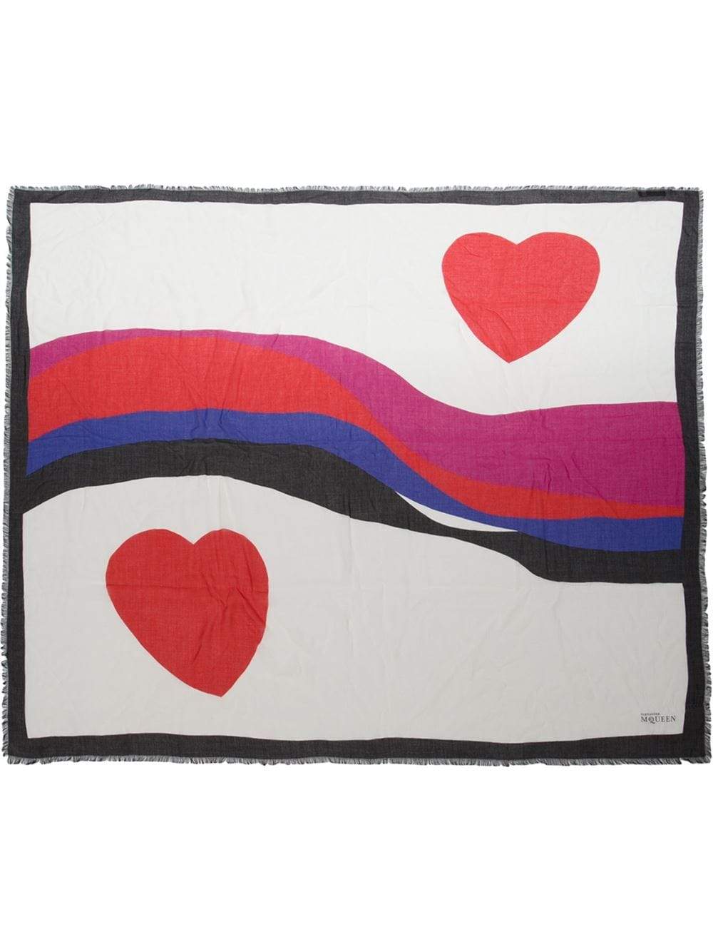 ALEXANDER MCQUEEN-Heart Scarf-WHT/RED