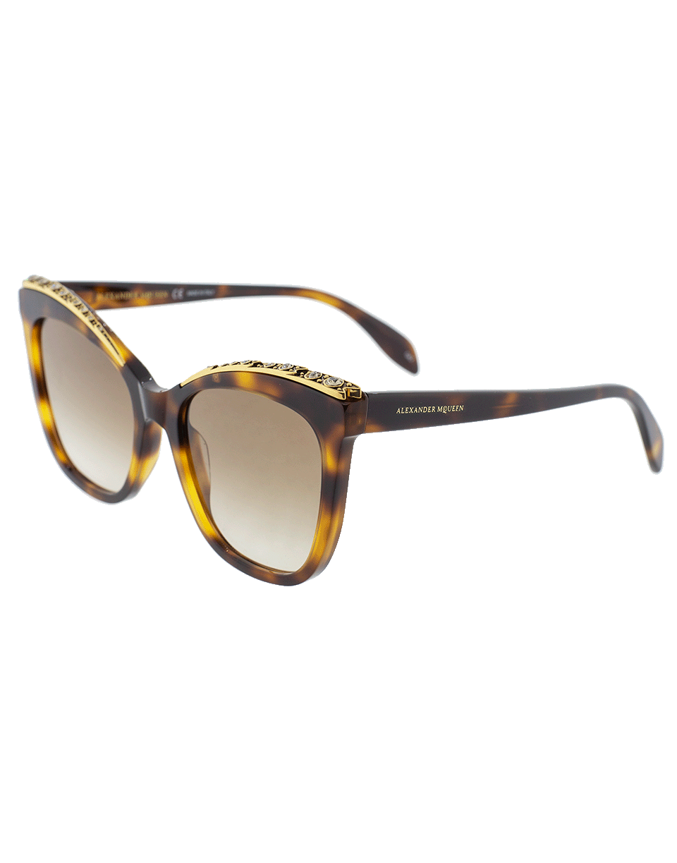 ALEXANDER MCQUEEN-Cat-Eye Jeweled Frame Sunglasses-BROWN