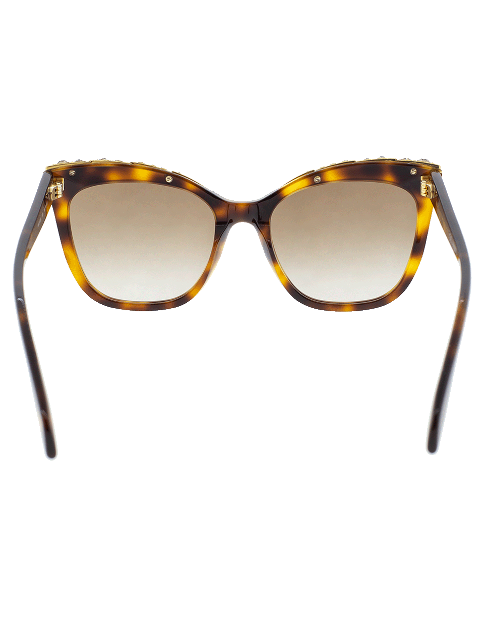 ALEXANDER MCQUEEN-Cat-Eye Jeweled Frame Sunglasses-BROWN