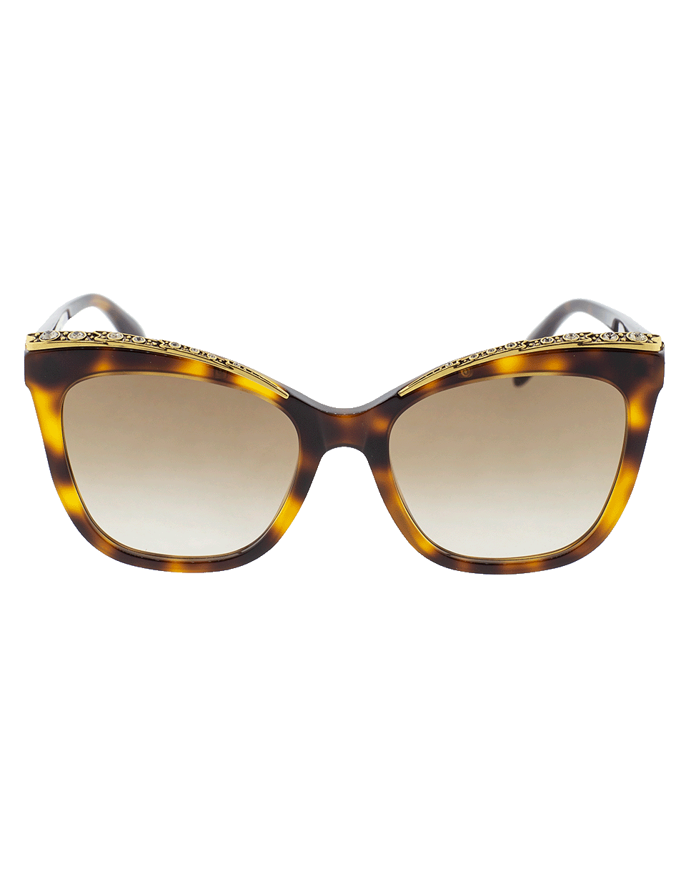 ALEXANDER MCQUEEN-Cat-Eye Jeweled Frame Sunglasses-BROWN