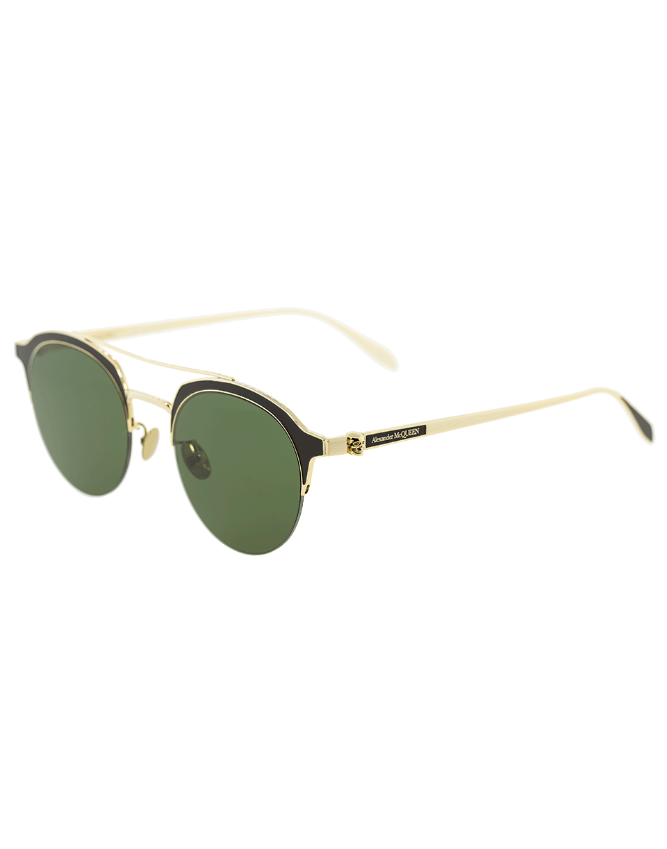 ALEXANDER MCQUEEN-Brow Bar Round Sunglasses-GLD/GRN