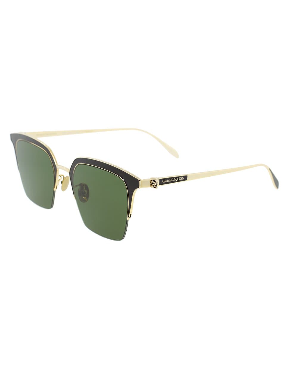 ALEXANDER MCQUEEN-Square Frame Sunglasses-GLD/GRN