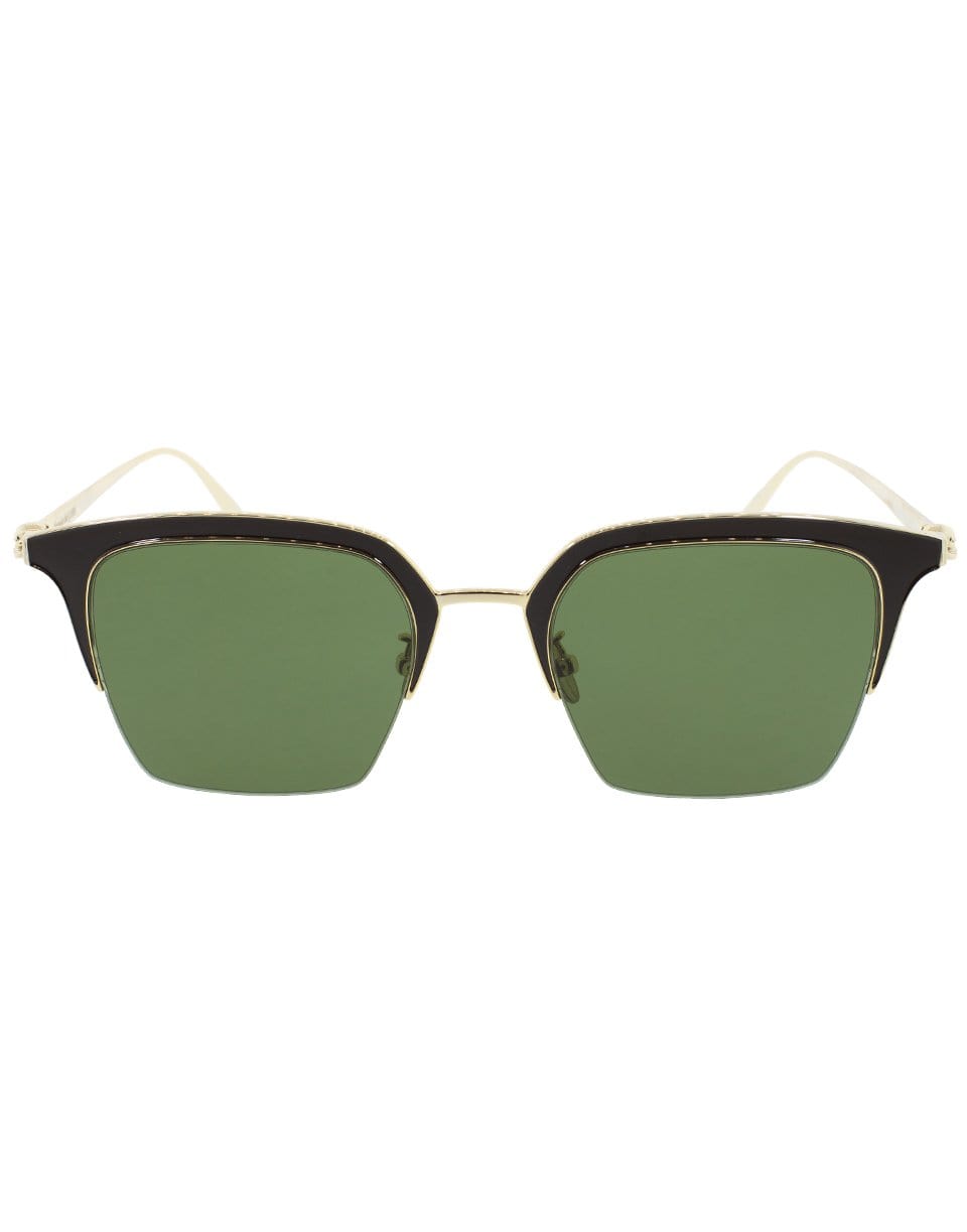 ALEXANDER MCQUEEN-Square Frame Sunglasses-GLD/GRN