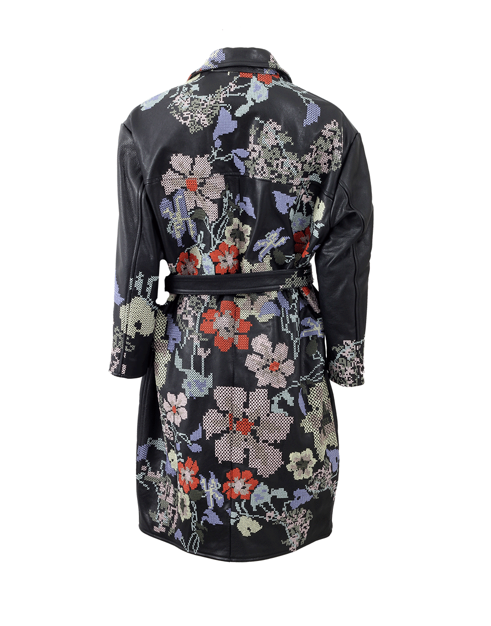 ALEXANDER MCQUEEN-Leather Coat With Cross-Stitching-BLACK