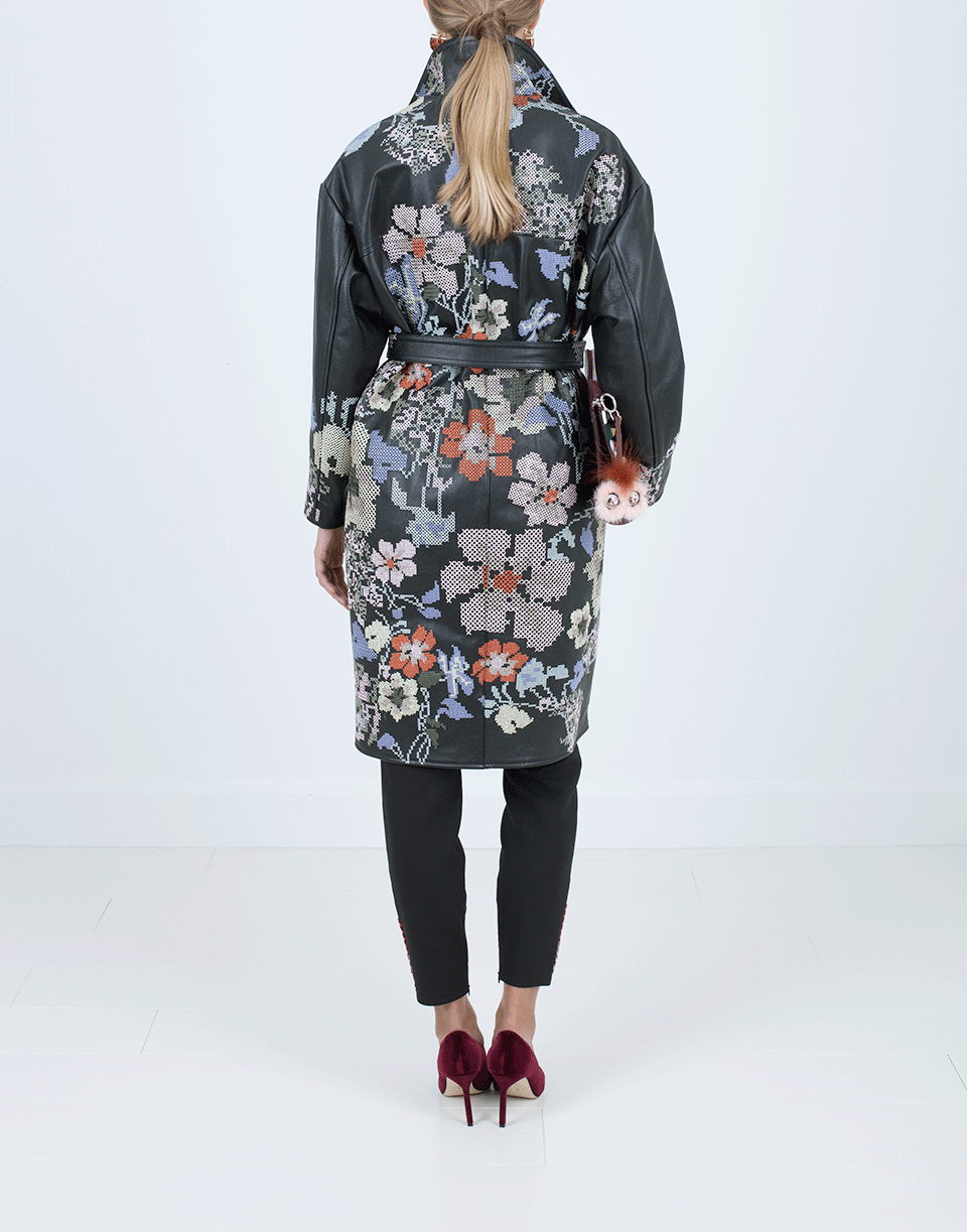 ALEXANDER MCQUEEN-Leather Coat With Cross-Stitching-BLACK