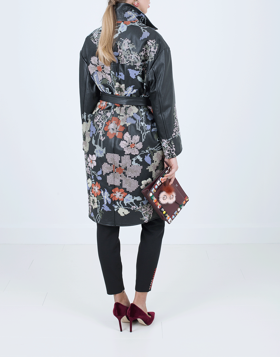 ALEXANDER MCQUEEN-Leather Coat With Cross-Stitching-BLACK
