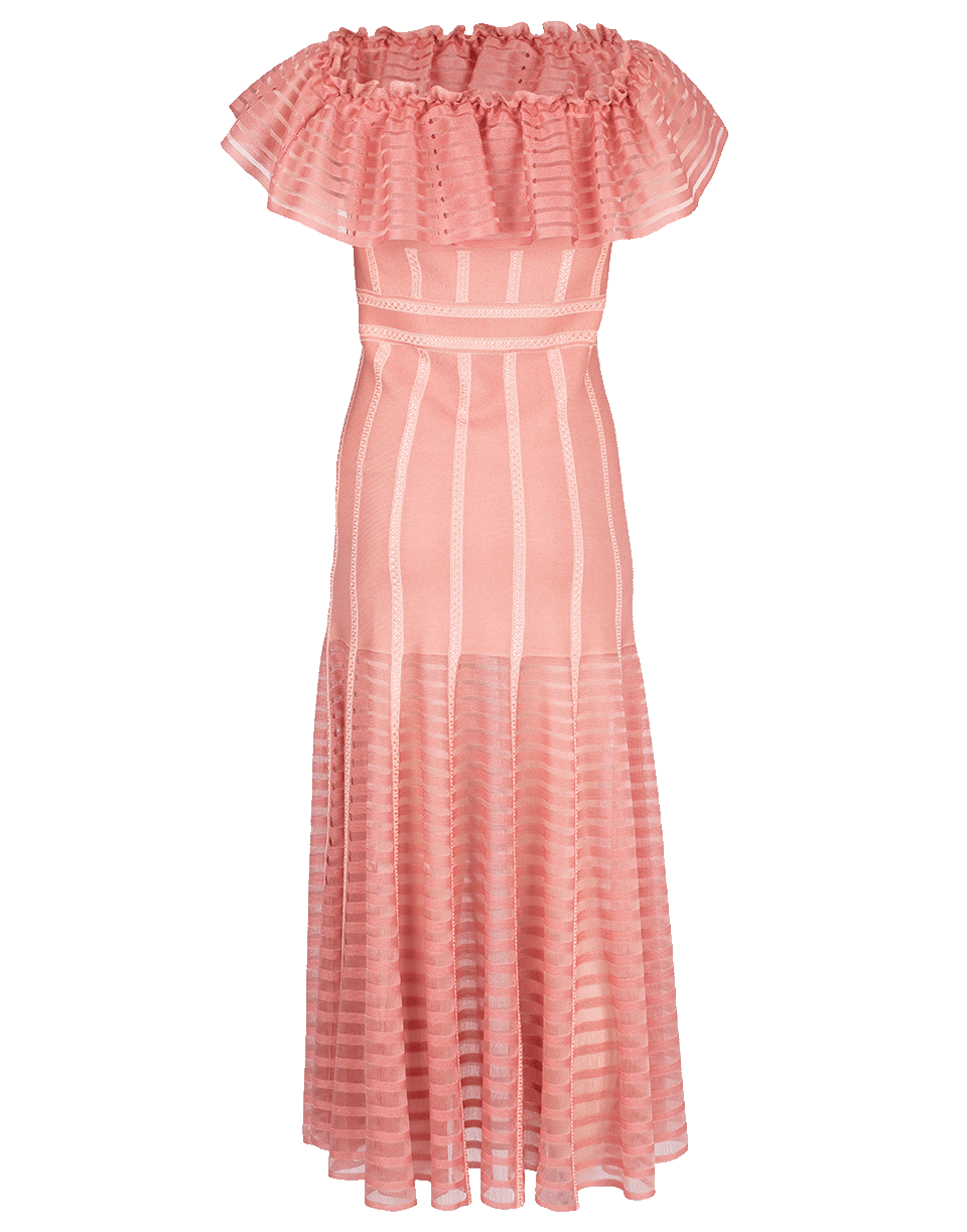 ALEXANDER MCQUEEN-Off Shoulder Sheer Knit Dress-
