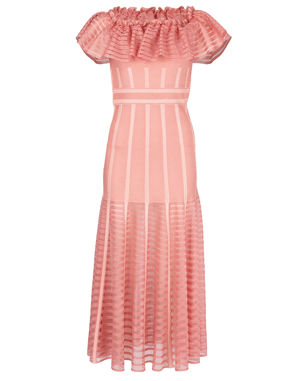 ALEXANDER MCQUEEN-Off Shoulder Sheer Knit Dress-
