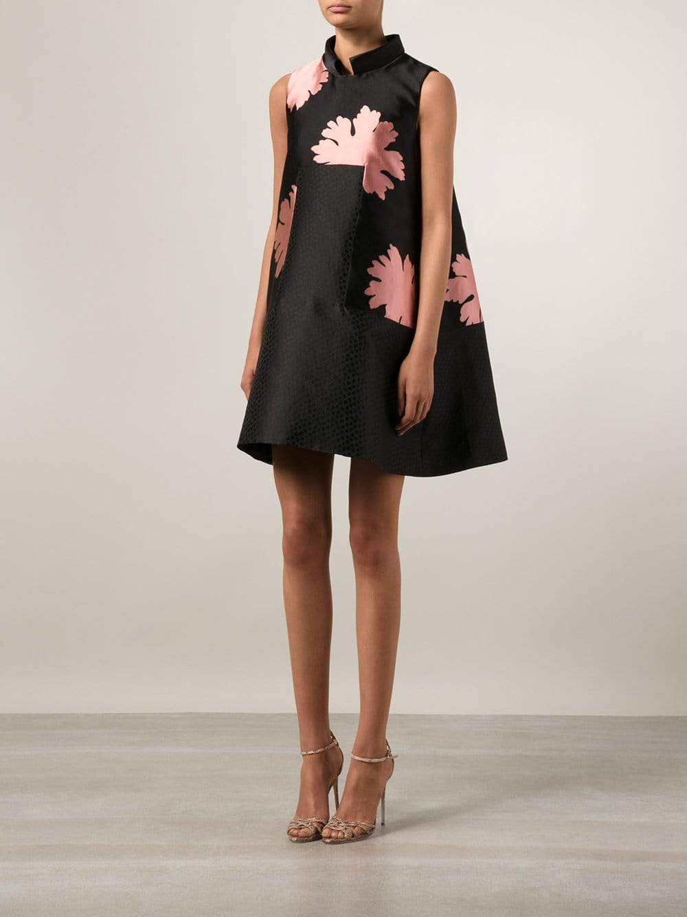 ALEXANDER MCQUEEN-Floral Jacquard Panel Trapeze Dress-