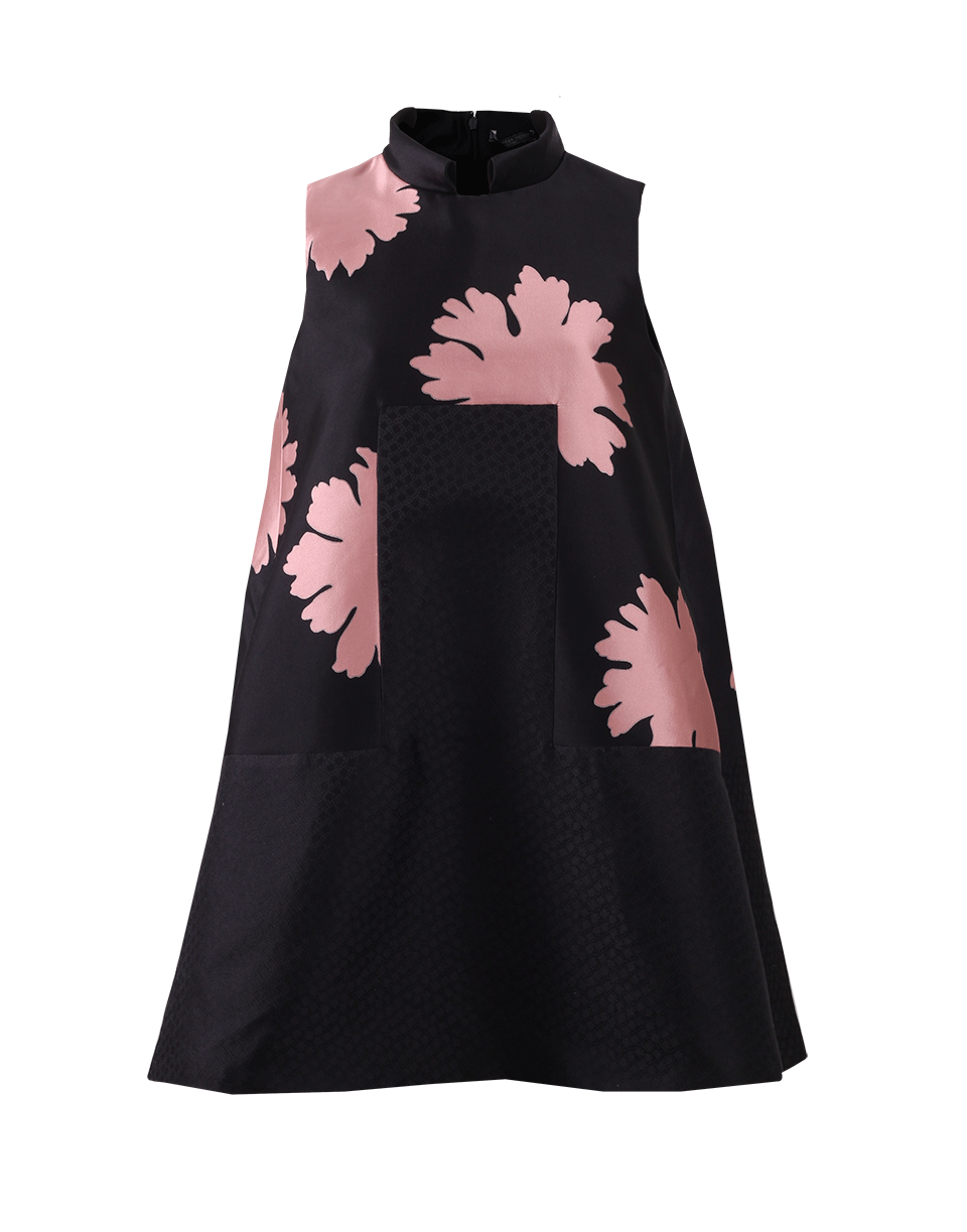 ALEXANDER MCQUEEN-Floral Jacquard Panel Trapeze Dress-