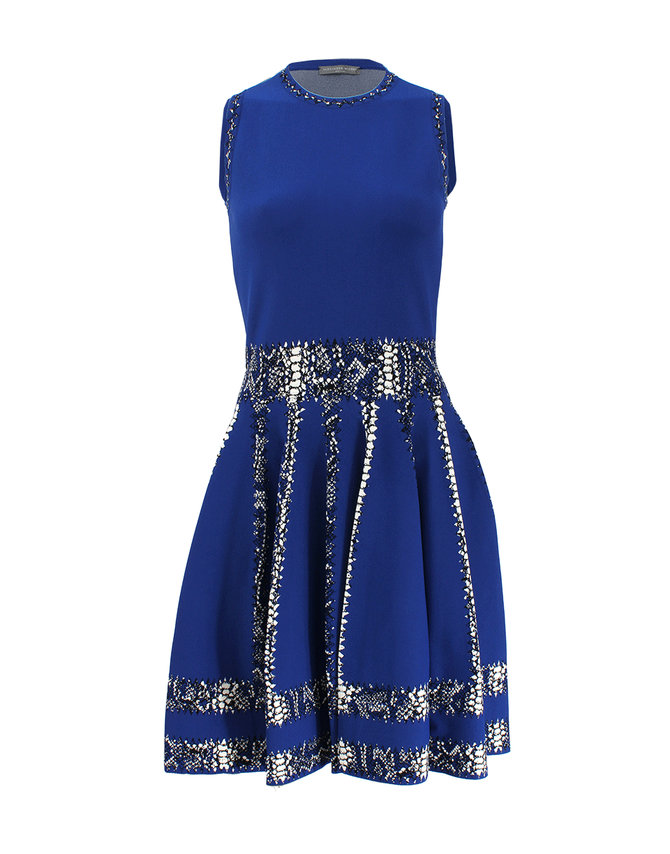 ALEXANDER MCQUEEN-Crewneck Full Bottom Dress-