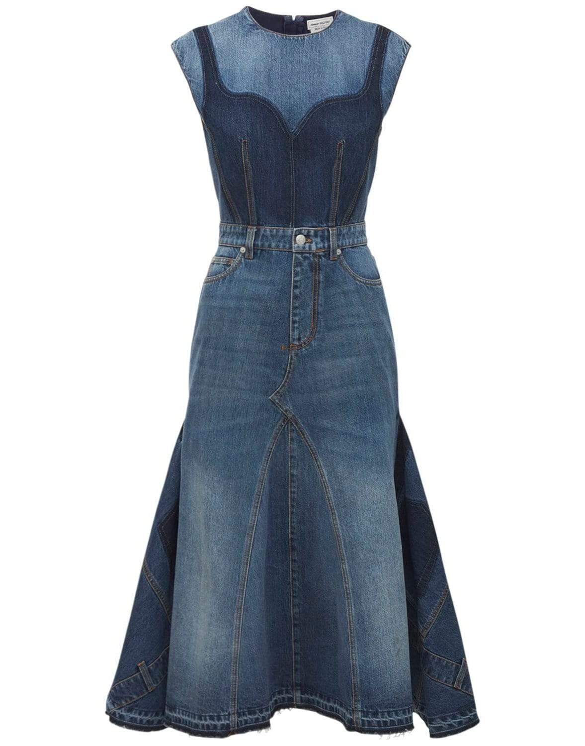 ALEXANDER MCQUEEN-Organic Blue Denim Dress-DENIM