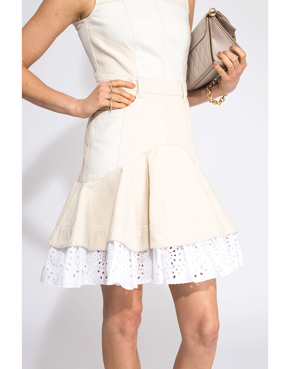 ALEXANDER MCQUEEN-Broderie Anglaise Denim Dress-