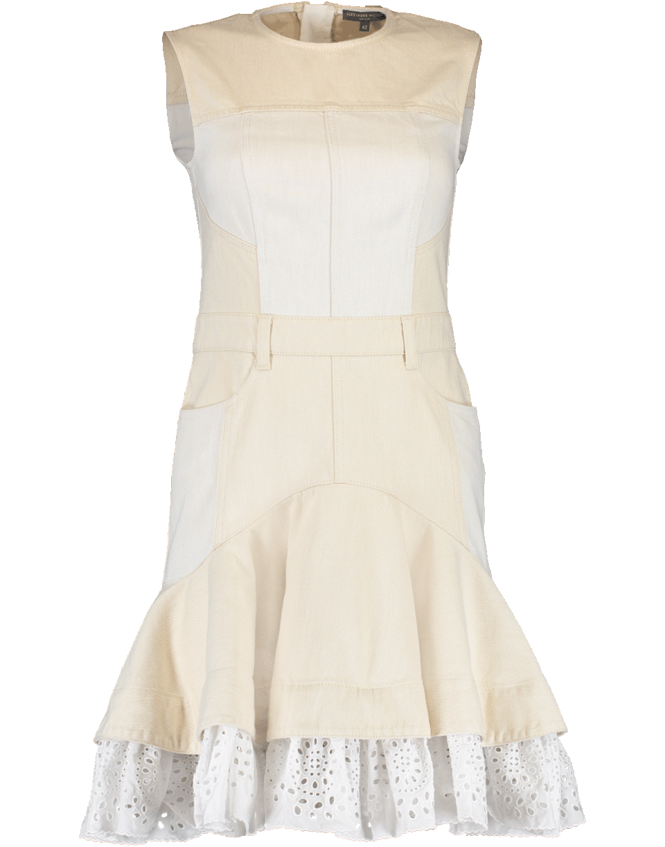 ALEXANDER MCQUEEN-Broderie Anglaise Denim Dress-