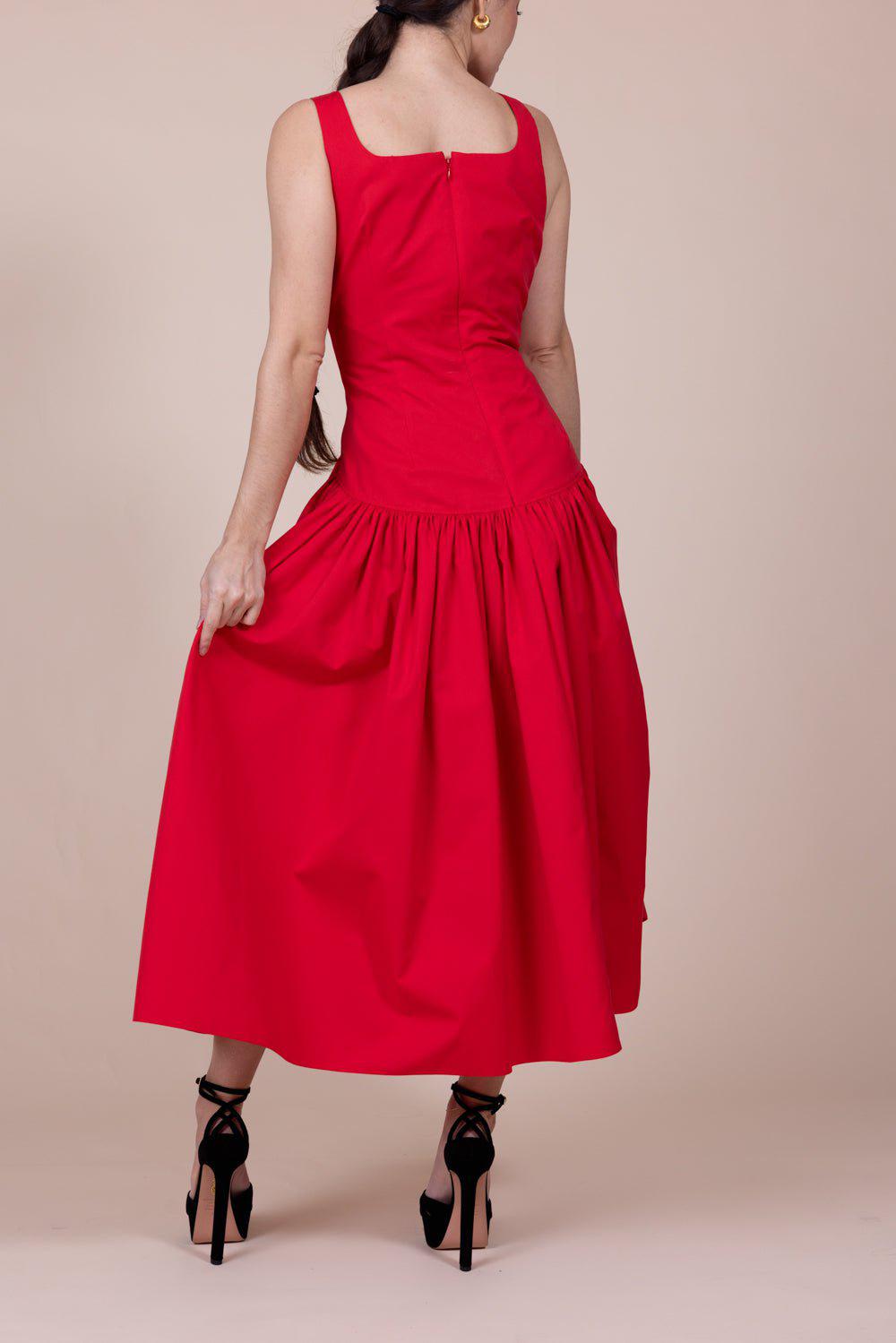 ALEXANDER MCQUEEN-Sweetheart Midi Dress-