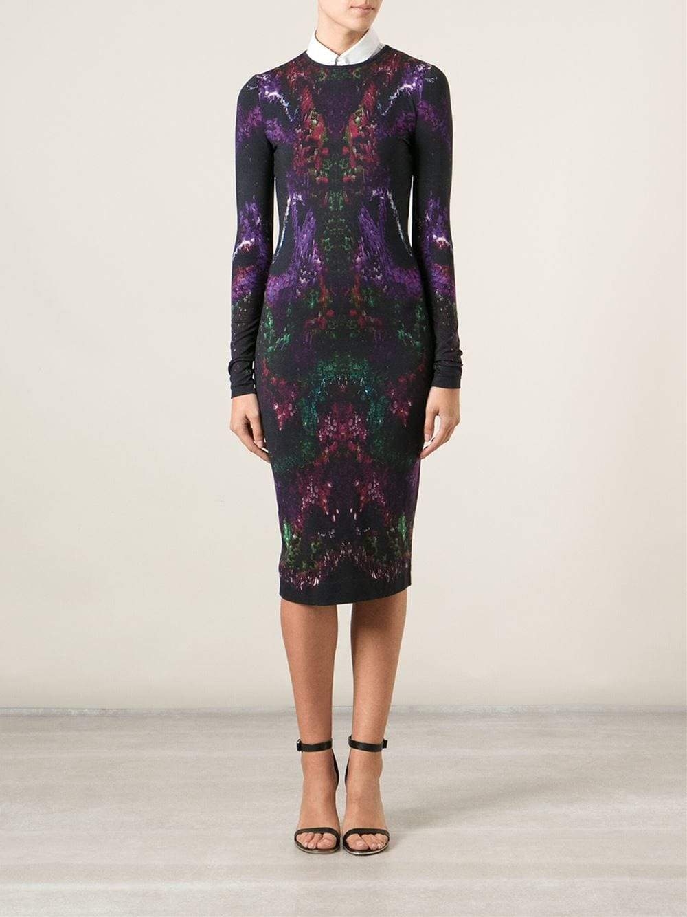 ALEXANDER MCQUEEN-Moth Print Jersey Dress-