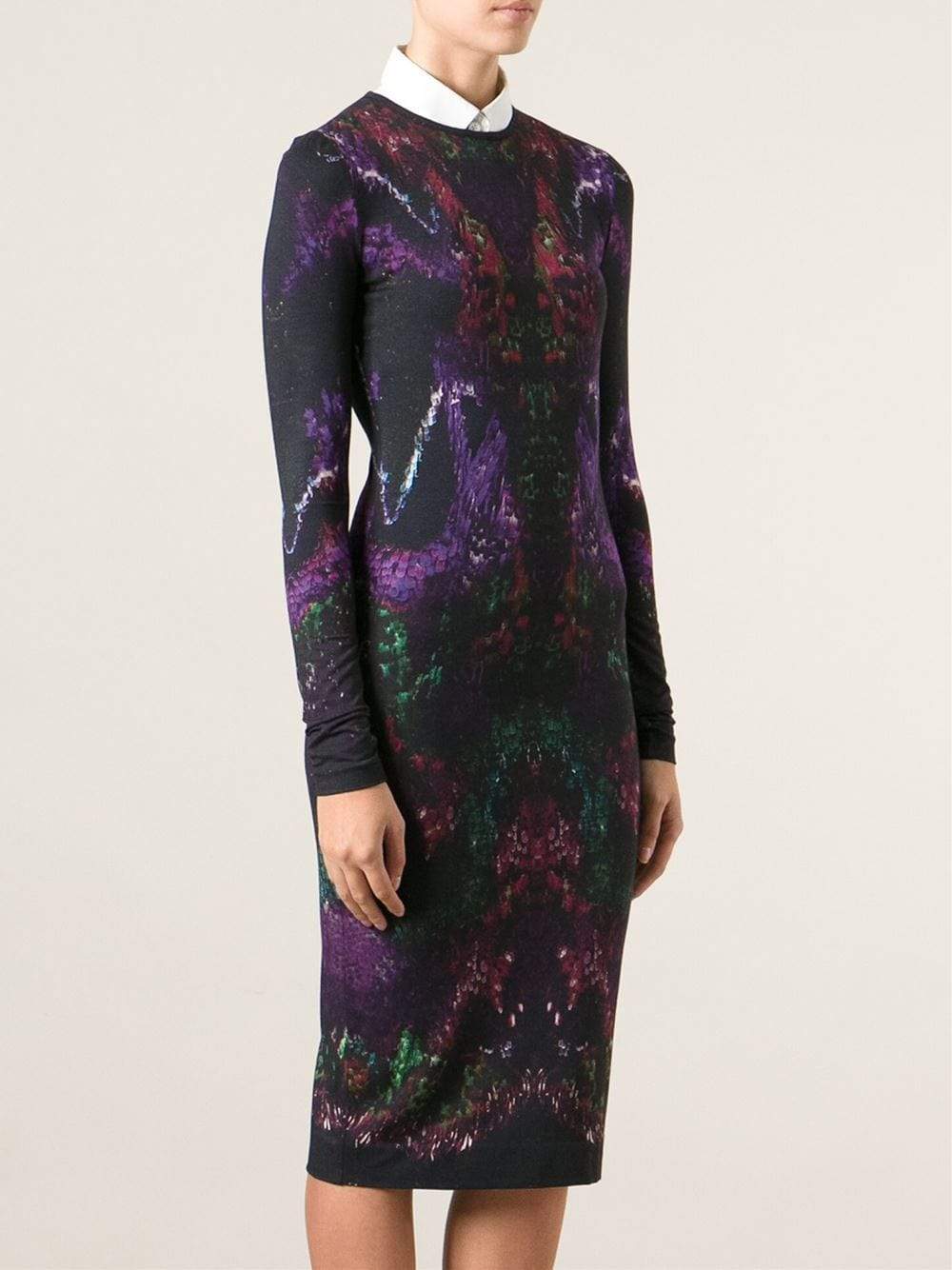 ALEXANDER MCQUEEN-Moth Print Jersey Dress-